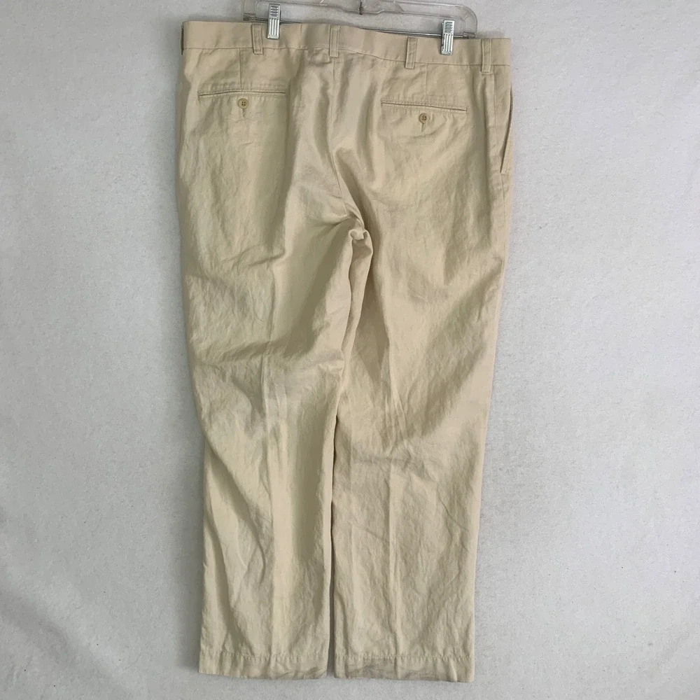 Polo Ralph Lauren Pants Mens 38/29 Beige Straight Linen Blend Trousers Preppy